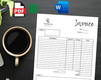 Invoice Template Excel | Invoice Template PDF | Invoice Template MS Word | Printable Invoice Template | Editable Invoice | Clean Invoice