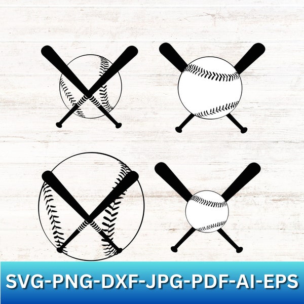 Baseball with Crossing Bats Clip Art Bundle | Baseball and Bats | Crossing Bats with Baseball | Baseball Clip Art | Baseball Bat Clip Art