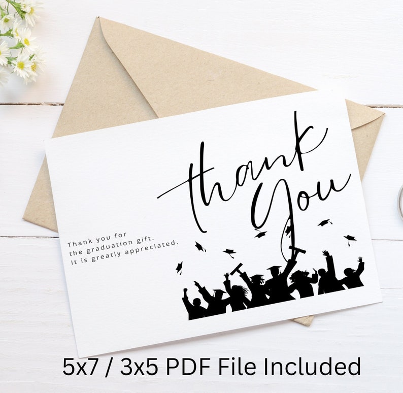 Graduation Thank You Card PDF Thank You Card Template - Etsy