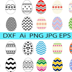 Decorato Easter Egg Clip Art Color SVG / Decorato Easter Egg Silhouette Clip Art / Easter Egg Downloadable Clip Art DXF PNG / Easter Eggs