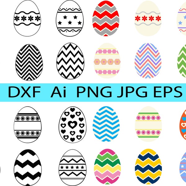 Decorato Easter Egg Clip Art Color SVG / Decorato Easter Egg Silhouette Clip Art / Easter Egg Downloadable Clip Art DXF PNG / Easter Eggs