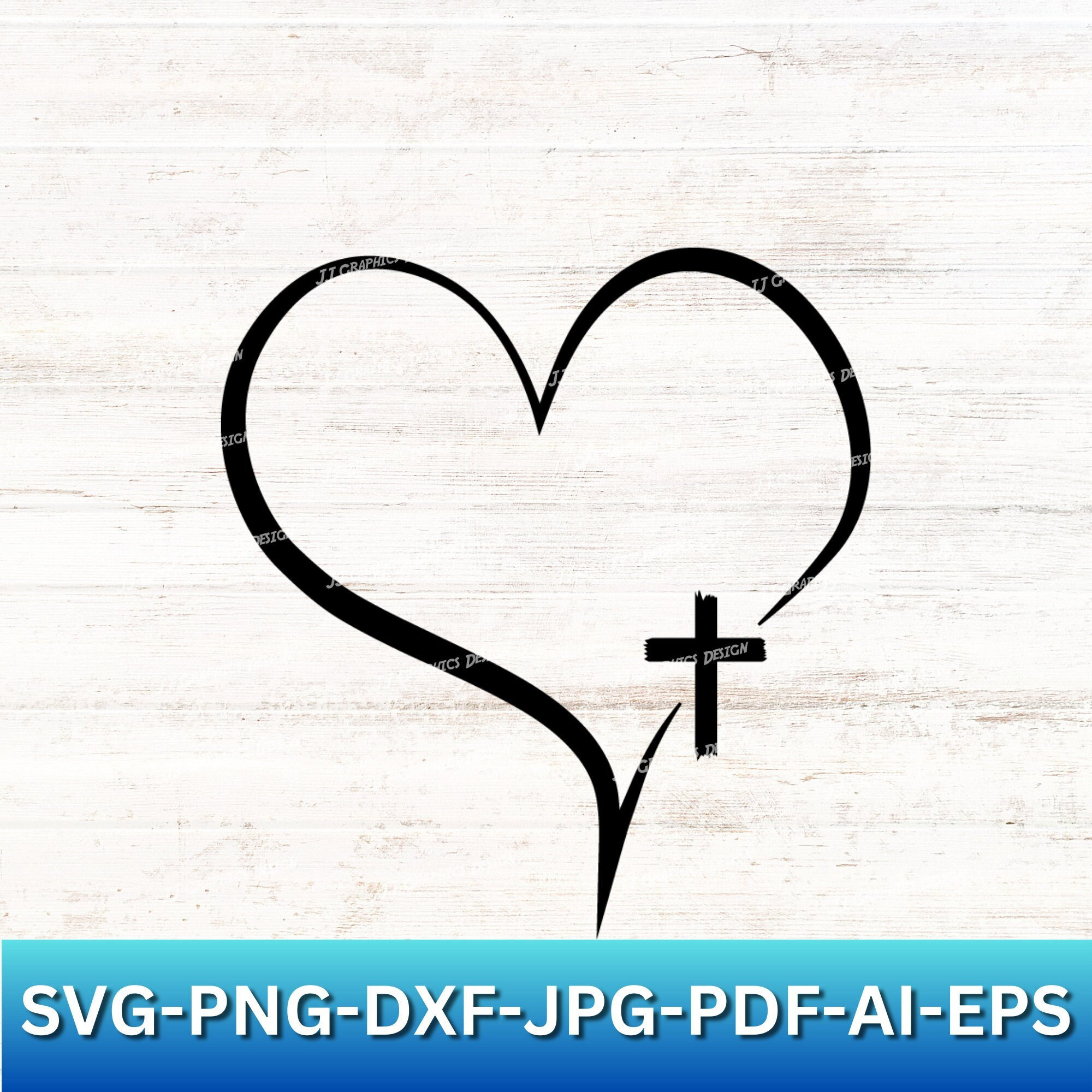 Heart SVG Christian Heart SVG Religious Heart Clip Art Heart With Cross Clip Art Religious Cross