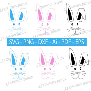 Easter Bunny Face Printable Clip Art | Bunny Face Clip Art | Bunny Rabbit Face SVG | Rabbit Face DXF | Rabbit Face PNG |  Rabbit Face jpg