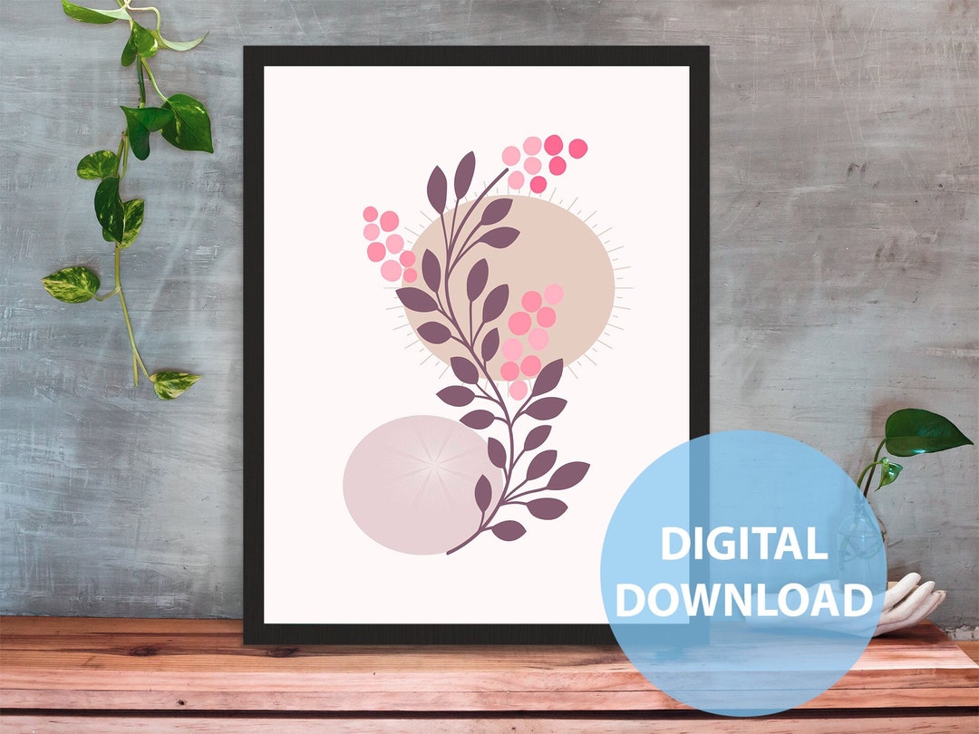 Printable Boho Abstract Flower Home Decor Wall Art | Abstract Boho Vine ...