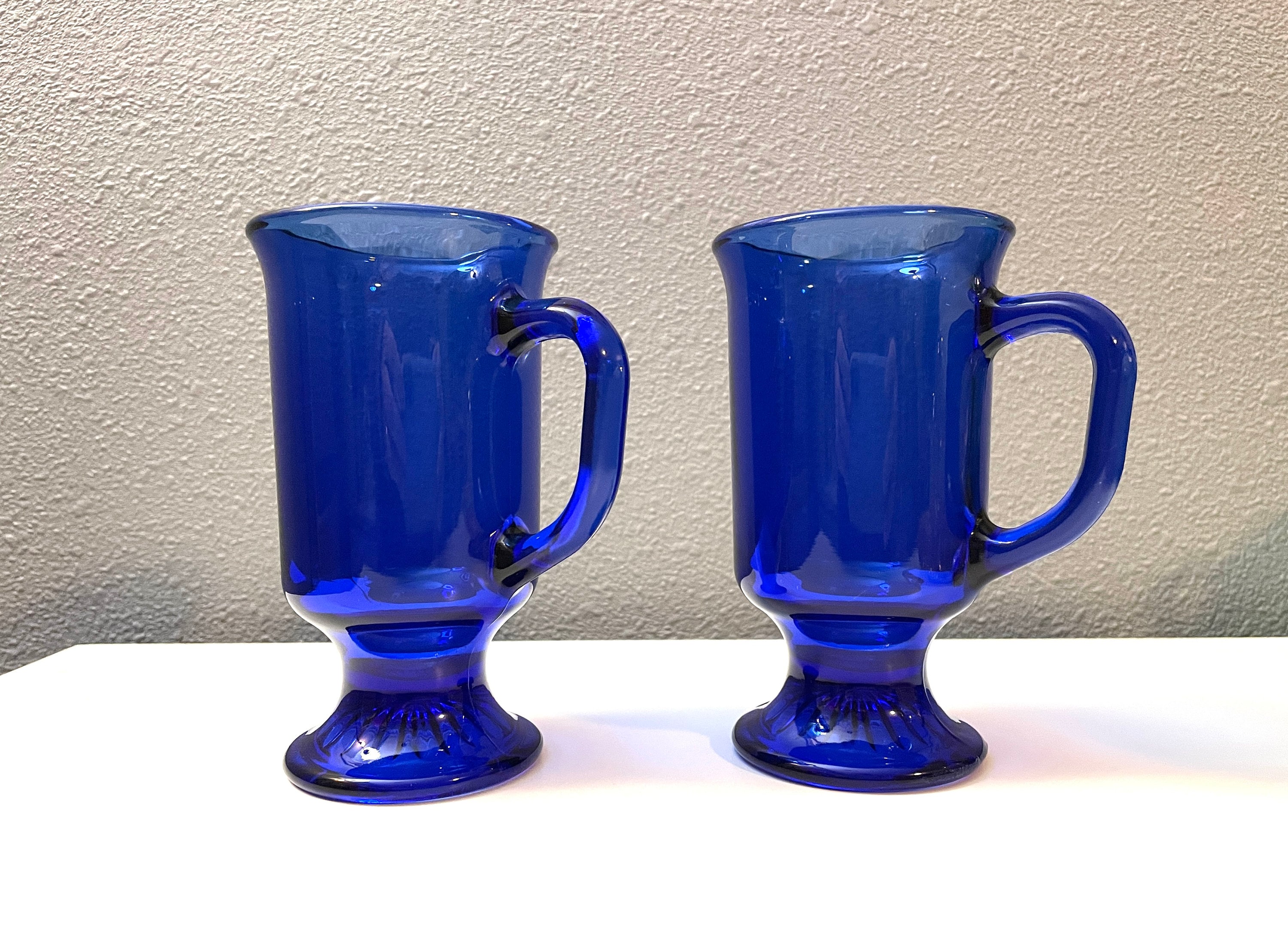 Vintage Anchor Hocking Cobalt Blue Footed Glasses- Set of 2 - Etsy