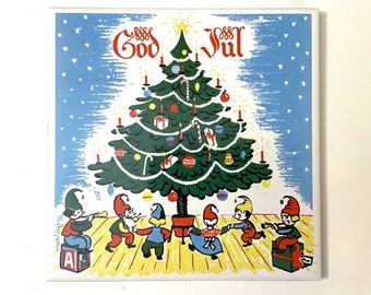 Merry Christmas Ceramic Tile Trivet- Swedish God Jul