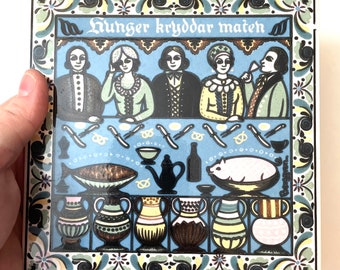 Swedish Folk Theme Ceramic Tile Trivet- “Hunger Kryddar Maten” by Berggren