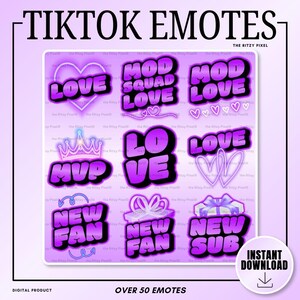 Purple Neon TikTok Sticker PNG TikTok Bundle Heart Me Emote (Digital Download) imagen 4
