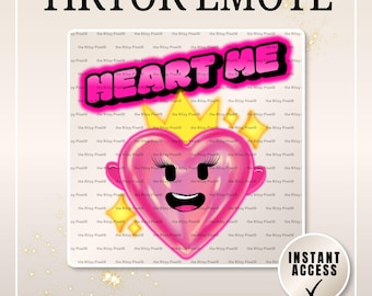 Neon Pink Heart Me TikTok Emote PNG Sticker Bundle Digital Download