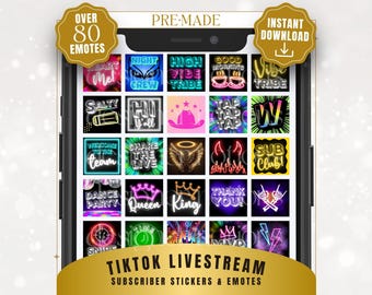 Adesivos neon do TikTok: 87 emotes para transmissões ao vivo (download digital)