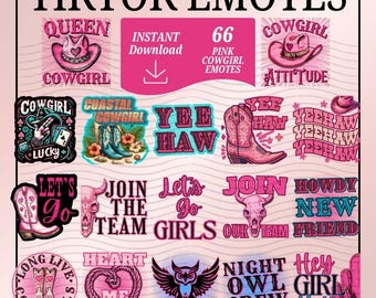 Pink Cowgirl TikTok Live Chat Emote Livestream Sticker PNG Tik Tok Bundle Digital Download