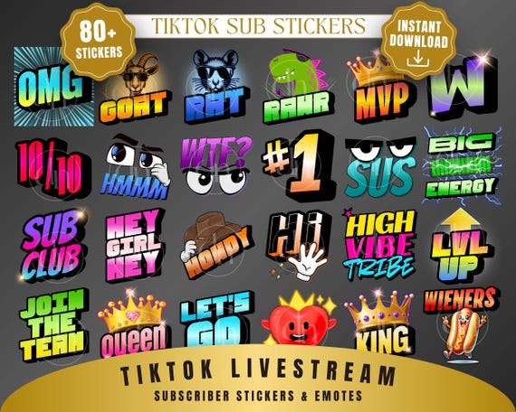 TikTok Live Stream Fan Stickers for your Chat, Emoji Emotes PNG Bundle (Digital Download)