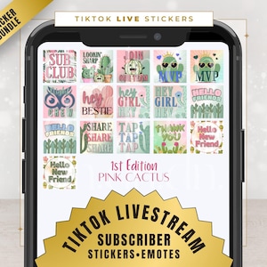TikTok LIVE Stickers: Pink Cactus Livestream Emotes (Digital Download)
