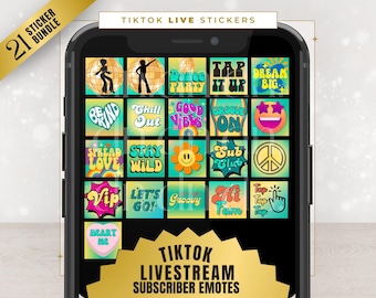 Adesivos TikTok Live Sub Groovy Retro Emotes Download Digital