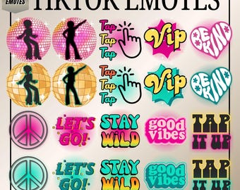 70s Disco Party PNG Emotes 84 Groovy TikTok Chat Stickers (Digital Download)