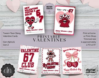 Cartões de Dia dos Namorados da moda, 67 opções para sala de aula, download digital.