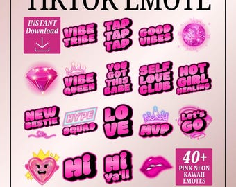 Pink Neon TikTok Sticker PNG Tik Tok Bundle Heart Me Emote (Digital Download)