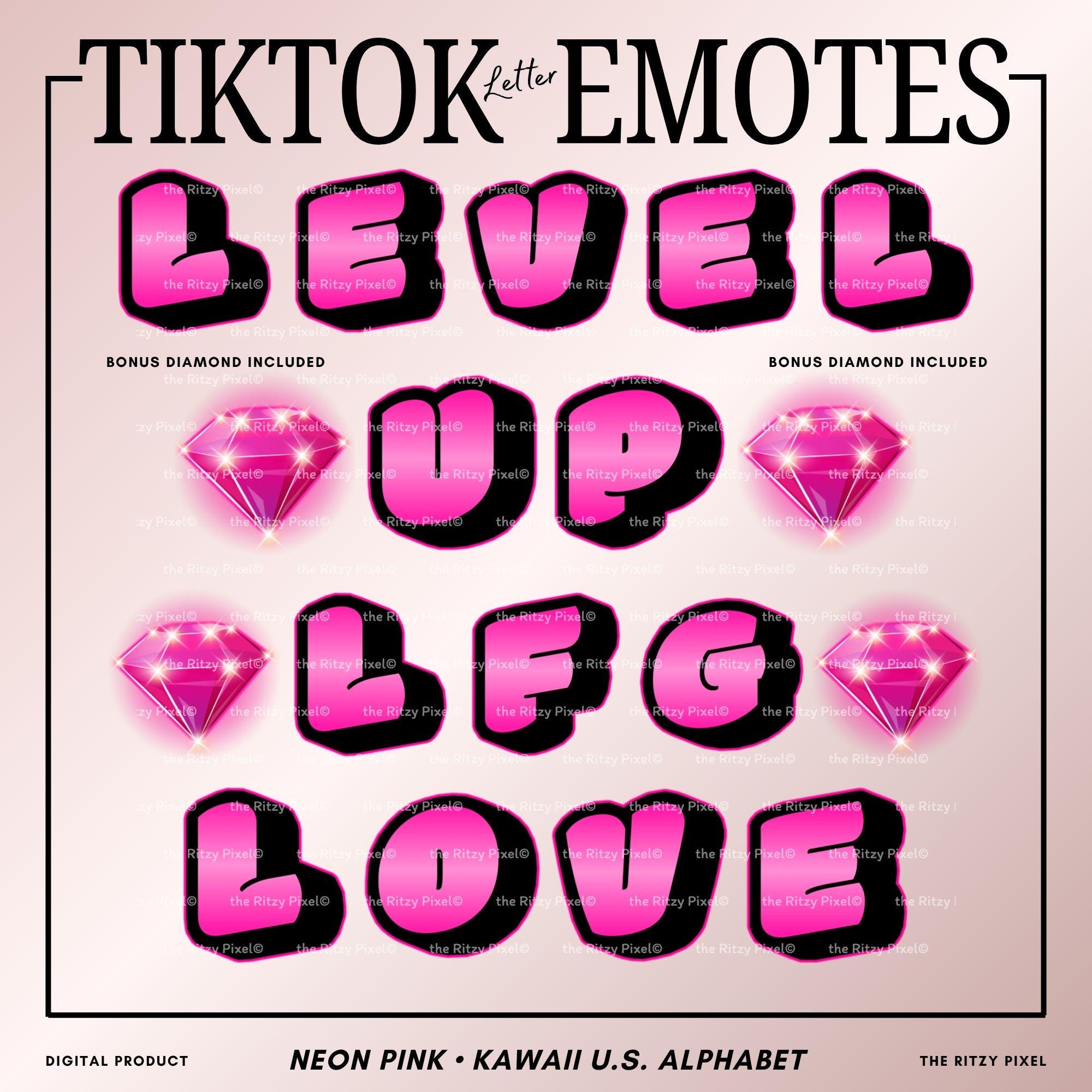Alphabet Emotes Pink Neon U.S. Alphabet Letter Kawaii Livestream Emotes Tiktok Sticker ...