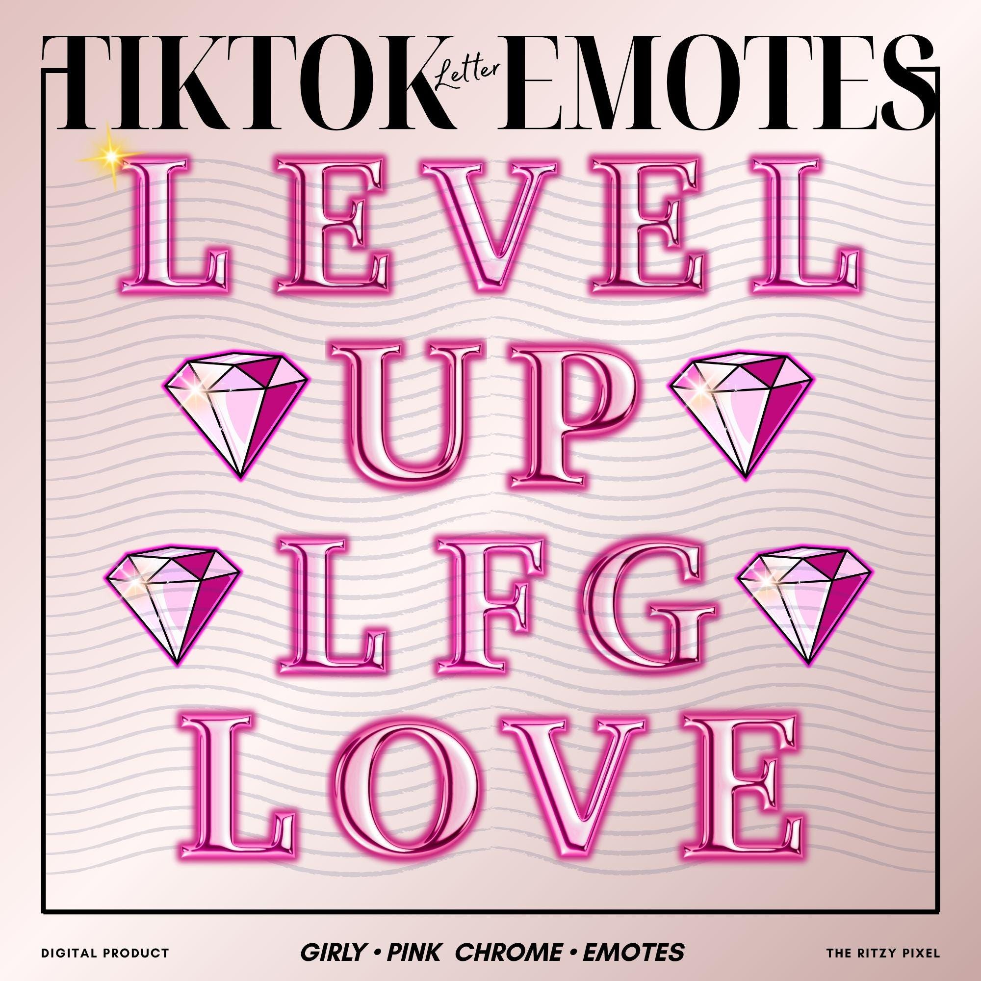 Alphabet Emotes Pink Chrome Alphabet Emotes Tiktok Live Chat Stickers PNG Bundle ...
