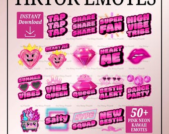 Pink Neon TikTok Sticker PNG Tik Tok Bundle Heart Me Emote (Digital Download)