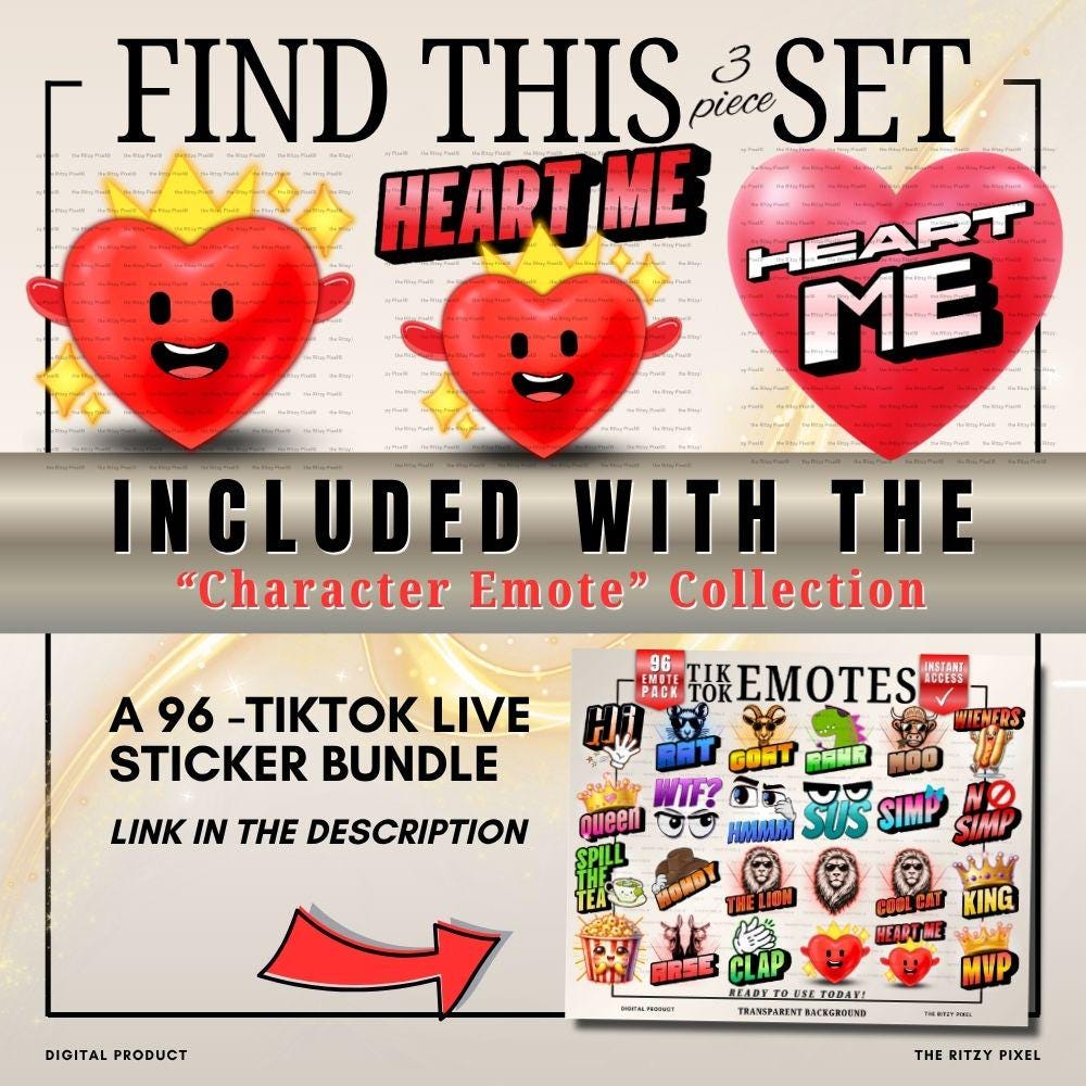 TikTok Heart Me Red Chat Stickers 3D Cartoon Character Emote Pack