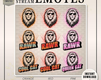 Emoticonos de león para transmisiones en vivo de TikTok: Rawr, Gato, Reina Gata (Descarga digital)