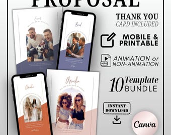 Modelos de convite para festa de casamento no Canva: Pacote para celular e impressão (Download digital)