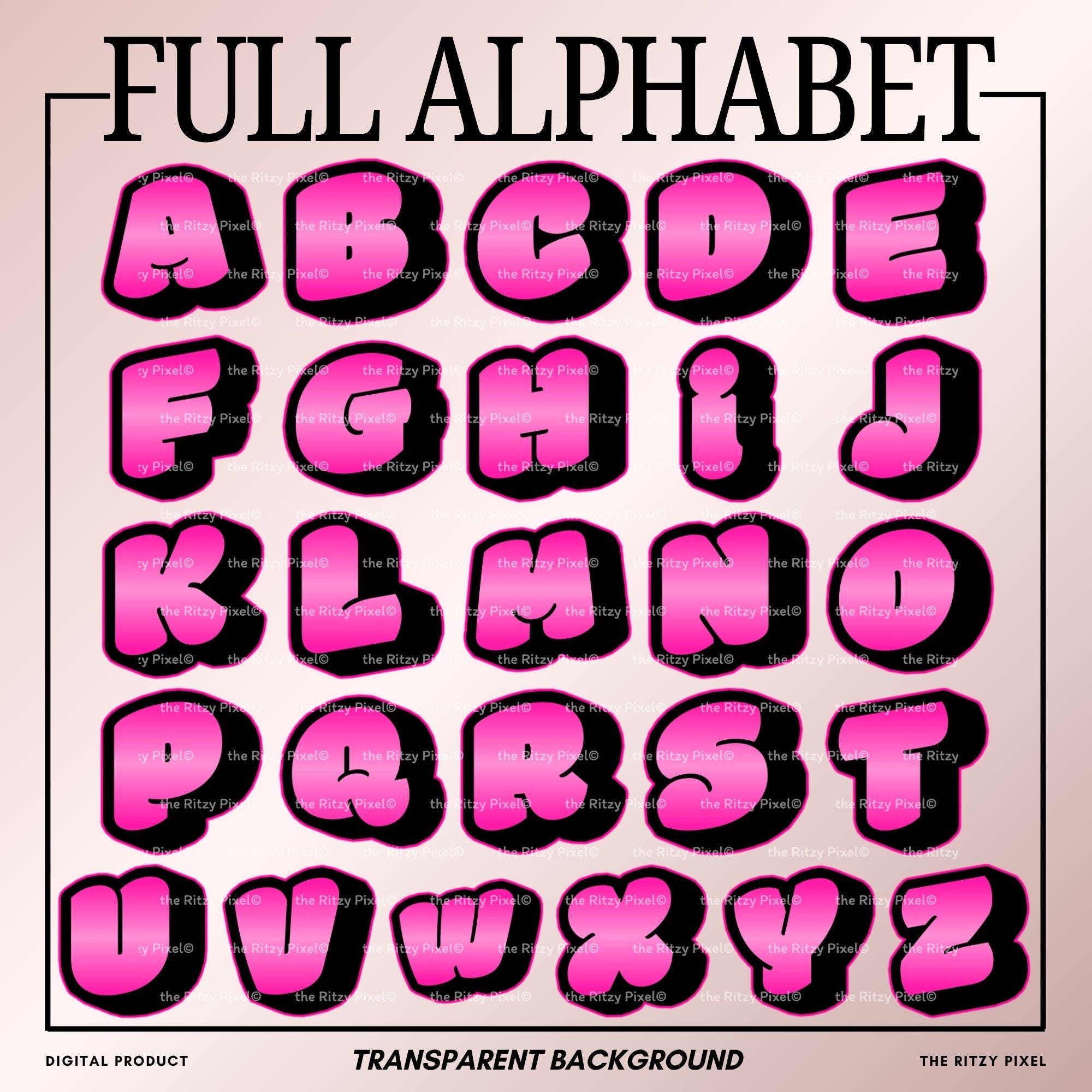 Alphabet Emotes Pink Neon U.S. Alphabet Letter Kawaii Livestream Emotes Tiktok Sticker ...