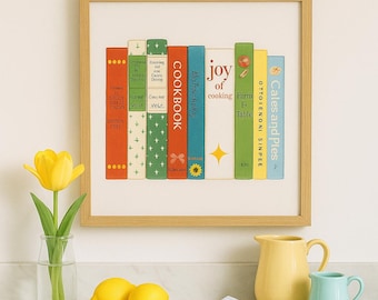 Cookbooks Fine Art Posters, Culinary Artwork, Cookbook Theme Kitchen Decor
