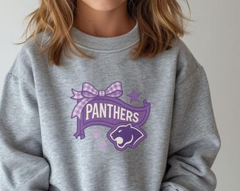 Panther Hoodie, Sweatshirt with Pennant Flag, Team Spirit Jumper, Cotton Poly Blend