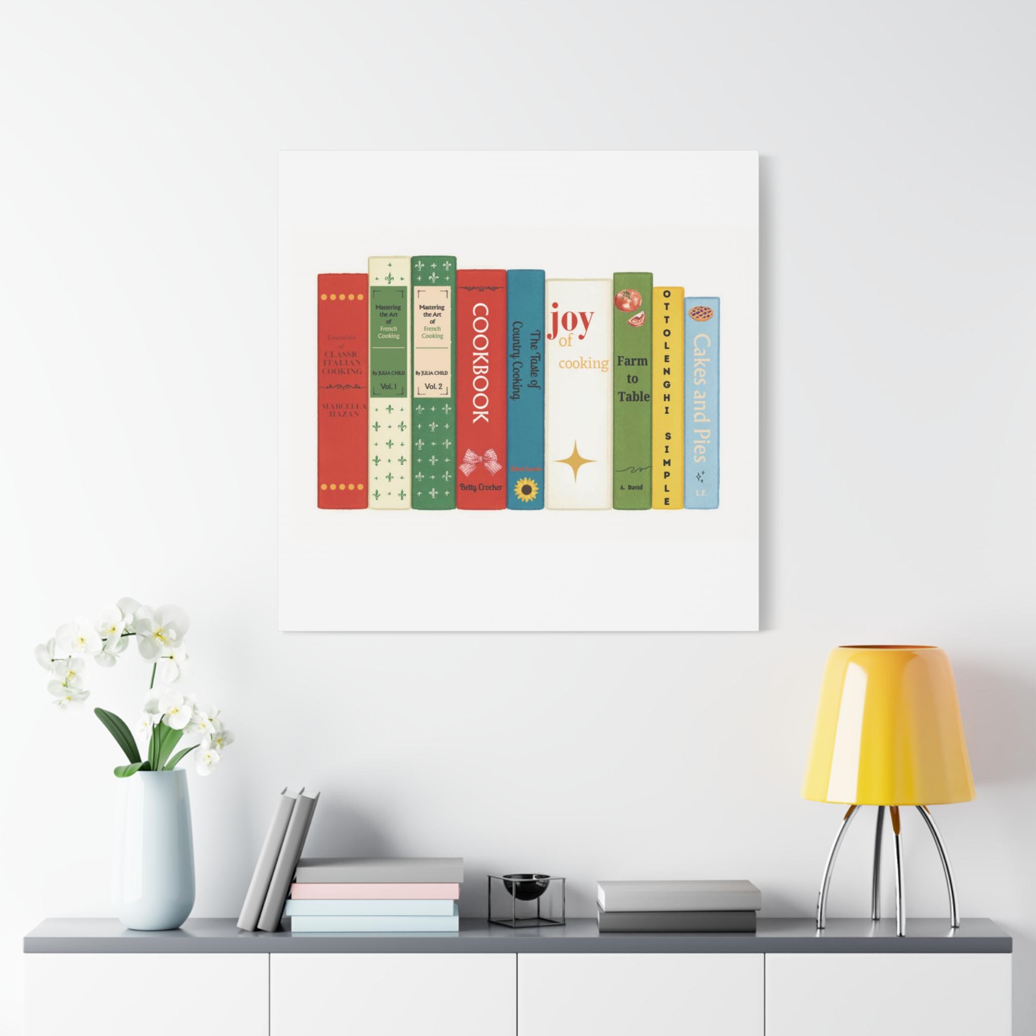 Cookbook Shelf Canvas Culinary Art Print, Foodie Decor - Etsy