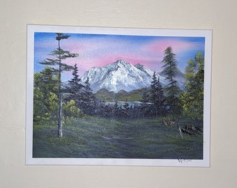 Bob Ross style painting, Lost Lake from Series 13 Episode 13