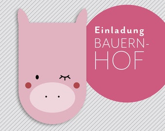 Einladungskarten – Bauernhof – 1x oder im 4er, 8er und 12er-Set  |  Kindergeburtstag  |  Geburtstagsfeier  |  Individuelle Einladung