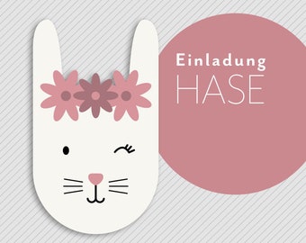 Einladungskarten – Hase – 1x oder im 4er, 8er und 12er-Set  |  Kindergeburtstag  |  Geburtstagsfeier  |  Individuelle Einladung