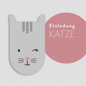 Einladungskarten – Katze – 1x oder im 4er, 8er und 12er-Set  |  Kindergeburtstag  |  Geburtstagsfeier  |  Individuelle Einladung