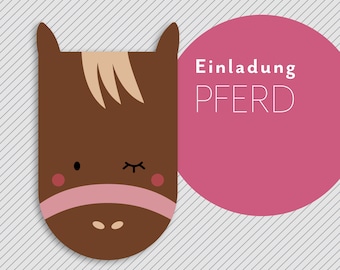 Einladungskarten – Pferd – 1x oder im 4er, 8er und 12er-Set  |  Kindergeburtstag  |  Geburtstagsfeier  |  Individuelle Einladung