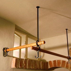 Oven rod holder with double hooks in a set