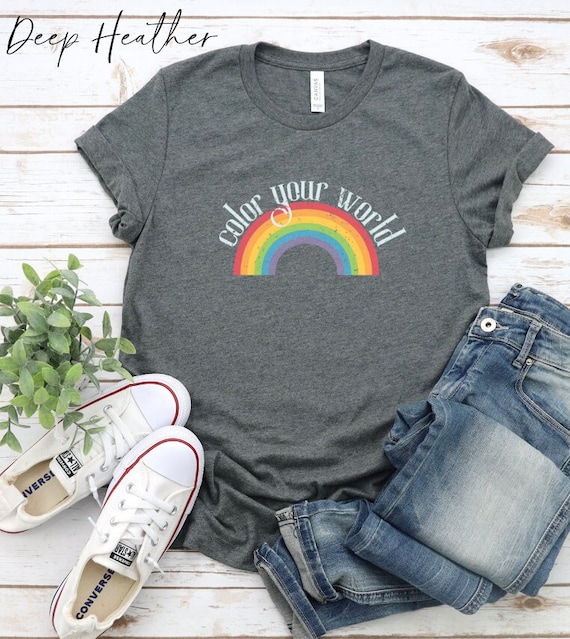 TeeHeeHeeGraphics Color Your World Rainbow t shirtMan Tshirt