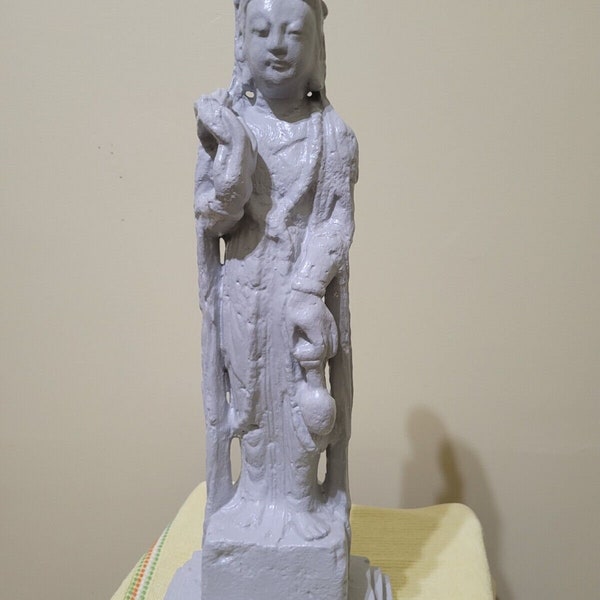 Midcentury Chinese God Chalkware Kuan / Kwan Yin Figure Statue