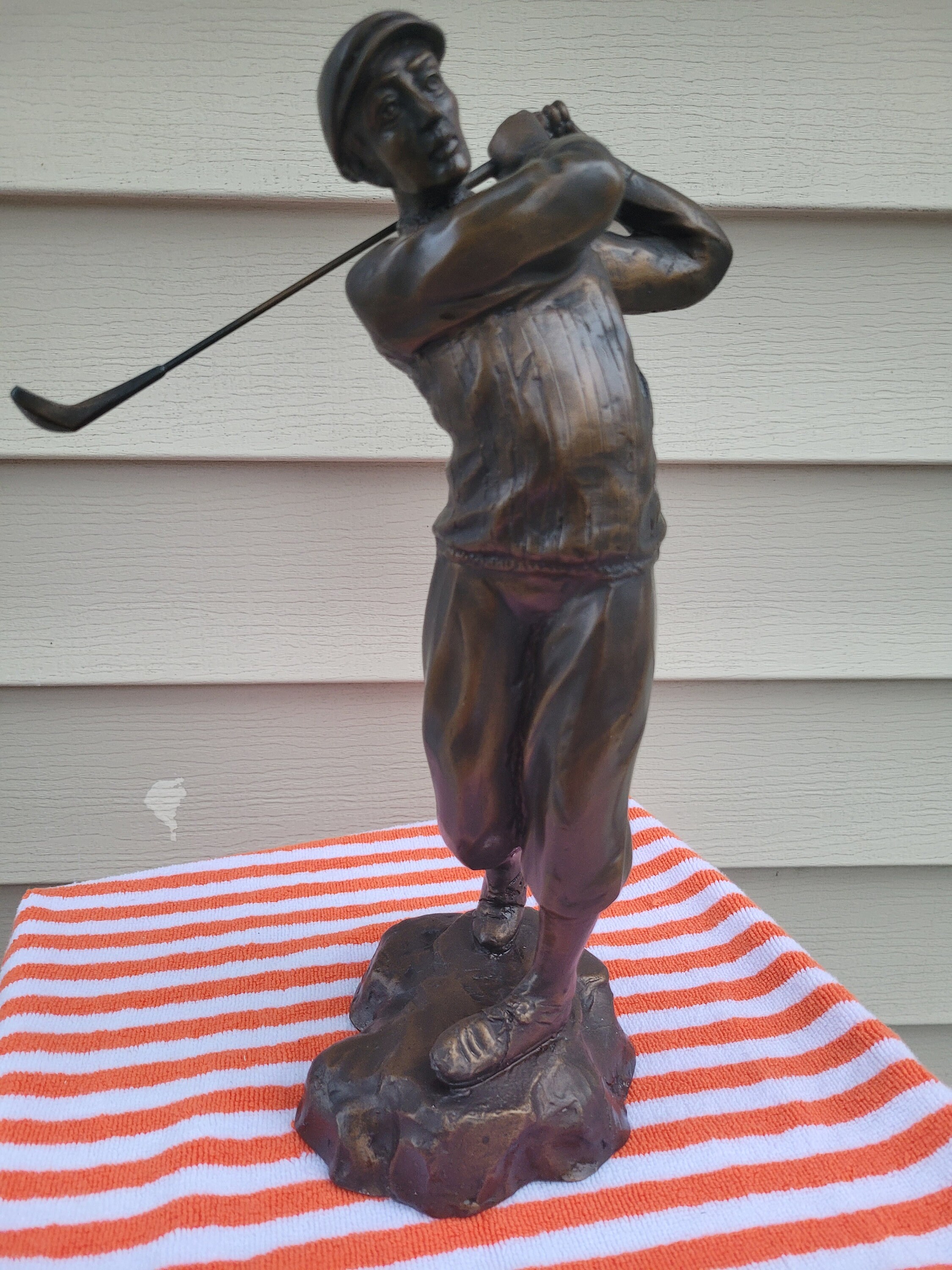 Sculpture Statue Old Time Golfer Hand Painted Resin Made USA Etsy