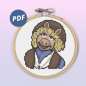 Miss Piggy Muppet Christmas Carol cross stitch pattern, muppet cross stitch pattern, christmas cross stitch pattern, xmas cross stitch