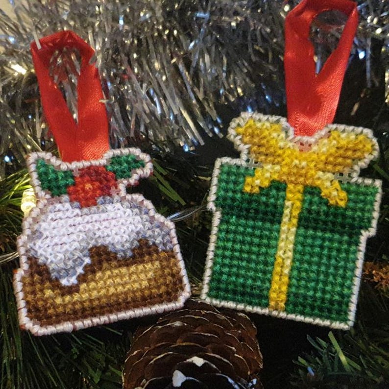 Christmas Charms Cross Stitch Patterns: Tree, Bell, Snowman, Holly, Bauble, Candy cane, Presents (PDF) image 7