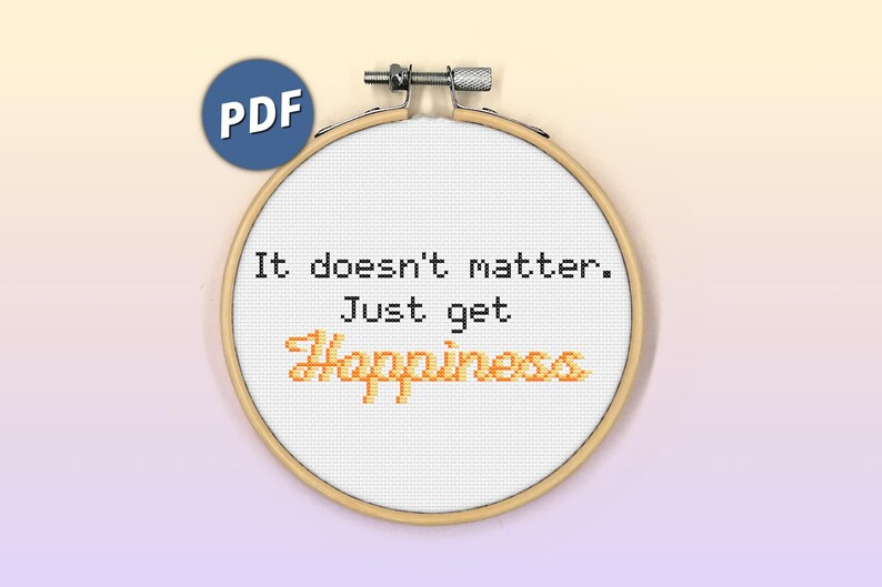 Just Get Happiness Kreuzstichmuster: Inspirierender Spruch (PDF-Muster) Bild 1
