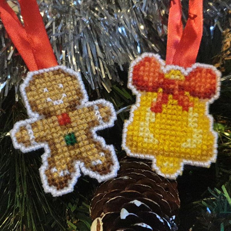 Christmas Charms Cross Stitch Patterns: Tree, Bell, Snowman, Holly, Bauble, Candy cane, Presents (PDF) image 6