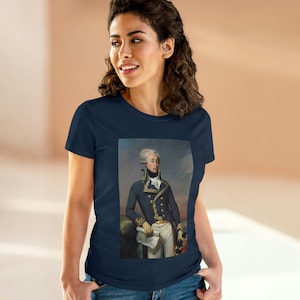 Lafayette Women&#39;s Tee Classic Cap Sleeves Midweight Cotton - Slightly Fitted, Marquis de Lafayette, Bicentennial, History, History Teacher