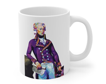 Lafayette Mug - 11oz - Colorful Art Style - With Lafayette Quote
