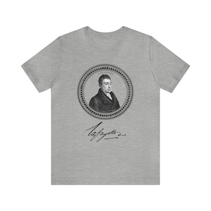 Marquis de Lafayette 1820&#39;s Emblem Unisex Jersey Short Sleeve - Lafayette signature, History, Washington, Hamilton, America