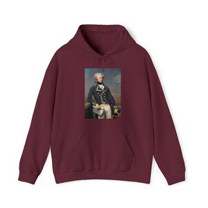 Two-Sided Marquis de Lafayette Classic Unisex Heavy Blend Hooded Sweatshirt - With Lafayette Quote