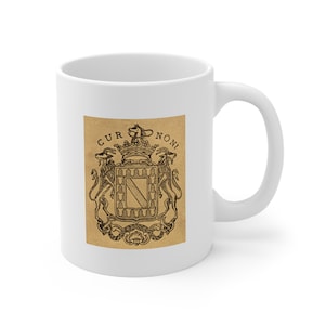 Lafayette Coat of Arms Cur Non Mug - 11oz - Marquis de Lafayette, Cur non, History, History Teacher, American Revolution, Gift,