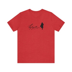 Marquis de Lafayette (2-sided) Silhouette Signature Unisex Short Sleeve Tee - Quote on Back; Bicentennial, Hero, Washington, America